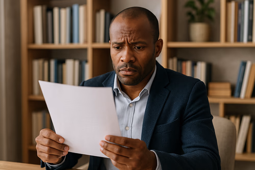 Man reading papers Man reading papers